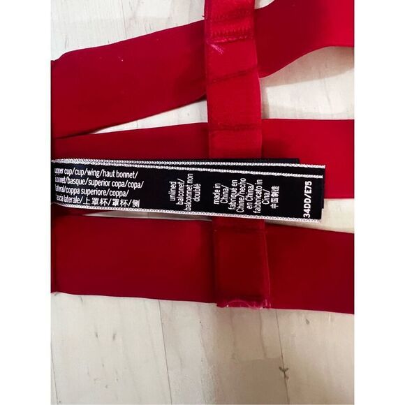 Victoria's Secret Red Banded Caged Strappy Unlined Balconet Bra 34DD Underwire - Picture 8 of 11